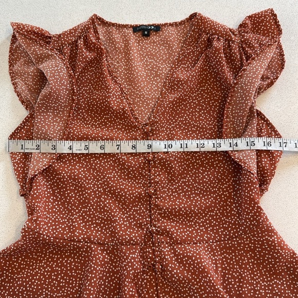 Papermoon Blouse – Size M, Brown with Abstract Dot Print, 100% Polyester - Picture 8 of 11